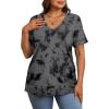 imageXIEERDUO Womens Summer Tops Short Sleeve Shirts Trendy V Neck T Shirts for Women Casual TopsGrey Tie Dye