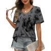 imageXIEERDUO Womens Summer Tops Short Sleeve Shirts Trendy V Neck T Shirts for Women Casual TopsGrey Tie Dye