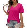 imageXIEERDUO Womens Summer Tops Short Sleeve Shirts Trendy V Neck T Shirts for Women Casual TopsHot Pink