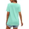 imageXIEERDUO Womens Summer Tops Short Sleeve Shirts Trendy V Neck T Shirts for Women Casual TopsLake Green