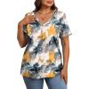 imageXIEERDUO Womens Summer Tops Short Sleeve Shirts Trendy V Neck T Shirts for Women Casual TopsMulti Teal