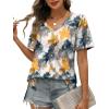 imageXIEERDUO Womens Summer Tops Short Sleeve Shirts Trendy V Neck T Shirts for Women Casual TopsMulti Teal