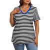 imageXIEERDUO Womens Summer Tops Short Sleeve Shirts Trendy V Neck T Shirts for Women Casual TopsStripe Black White