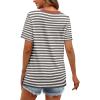 imageXIEERDUO Womens Summer Tops Short Sleeve Shirts Trendy V Neck T Shirts for Women Casual TopsStripe Coffee White