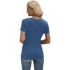 imageXIEERDUO Womens Summer Tops V Neck T Shirts for Women Beach Vacation Clothes Short Sleeve Shirts for Women Basic TeeBlue