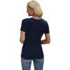 imageXIEERDUO Womens Summer Tops V Neck T Shirts for Women Beach Vacation Clothes Short Sleeve Shirts for Women Basic TeeDark Blue