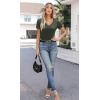 imageXIEERDUO Womens Summer Tops V Neck T Shirts for Women Beach Vacation Clothes Short Sleeve Shirts for Women Basic TeeDark Green
