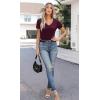 imageXIEERDUO Womens Summer Tops V Neck T Shirts for Women Beach Vacation Clothes Short Sleeve Shirts for Women Basic TeeDark Red