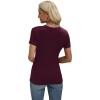 imageXIEERDUO Womens Summer Tops V Neck T Shirts for Women Beach Vacation Clothes Short Sleeve Shirts for Women Basic TeeDark Red