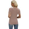 imageXIEERDUO Womens Summer Tops V Neck T Shirts for Women Beach Vacation Clothes Short Sleeve Shirts for Women Basic TeeKhaki