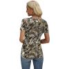 imageXIEERDUO Womens Summer Tops V Neck T Shirts for Women Beach Vacation Clothes Short Sleeve Shirts for Women Basic TeeLeaf Print