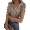 imageXIEERDUO Womens Summer Tops V Neck T Shirts for Women Beach Vacation Clothes Short Sleeve Shirts for Women Basic TeeLeopard Print