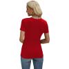 imageXIEERDUO Womens Summer Tops V Neck T Shirts for Women Beach Vacation Clothes Short Sleeve Shirts for Women Basic TeeWine Red