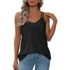 imageXIEERDUO Womens Tank Tops Spaghetti Strap Camisoles Eyelet Embroidery Scoop Neck TopsAll Black
