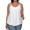 imageXIEERDUO Womens Tank Tops Spaghetti Strap Camisoles Eyelet Embroidery Scoop Neck TopsH White