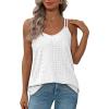 imageXIEERDUO Womens Tank Tops Spaghetti Strap Camisoles Eyelet Embroidery Scoop Neck TopsH White