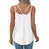 imageXIEERDUO Womens Tank Tops Spaghetti Strap Camisoles Eyelet Embroidery Scoop Neck TopsH White