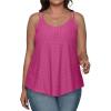 imageXIEERDUO Womens Tank Tops Spaghetti Strap Camisoles Eyelet Embroidery Scoop Neck TopsI Hot Pink