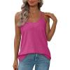 imageXIEERDUO Womens Tank Tops Spaghetti Strap Camisoles Eyelet Embroidery Scoop Neck TopsI Hot Pink
