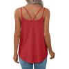 imageXIEERDUO Womens Tank Tops Spaghetti Strap Camisoles Eyelet Embroidery Scoop Neck TopsJ Red