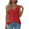 imageXIEERDUO Womens Tank Tops Spaghetti Strap Camisoles Eyelet Embroidery Scoop Neck TopsJ Red