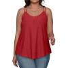 imageXIEERDUO Womens Tank Tops Spaghetti Strap Camisoles Eyelet Embroidery Scoop Neck TopsJ Red