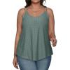 imageXIEERDUO Womens Tank Tops Spaghetti Strap Camisoles Eyelet Embroidery Scoop Neck TopsK Green