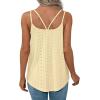 imageXIEERDUO Womens Tank Tops Spaghetti Strap Camisoles Eyelet Embroidery Scoop Neck TopsL Yellow