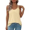 imageXIEERDUO Womens Tank Tops Spaghetti Strap Camisoles Eyelet Embroidery Scoop Neck TopsL Yellow