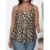 imageXIEERDUO Womens Tank Tops Spaghetti Strap Camisoles Eyelet Embroidery Scoop Neck TopsLeopard