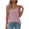 imageXIEERDUO Womens Tank Tops Spaghetti Strap Camisoles Eyelet Embroidery Scoop Neck TopsM Pink