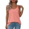 imageXIEERDUO Womens Tank Tops Spaghetti Strap Camisoles Eyelet Embroidery Scoop Neck TopsM1 Coral