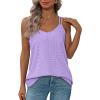 imageXIEERDUO Womens Tank Tops Spaghetti Strap Camisoles Eyelet Embroidery Scoop Neck TopsM2 Purple