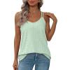 imageXIEERDUO Womens Tank Tops Spaghetti Strap Camisoles Eyelet Embroidery Scoop Neck TopsM4 Mint Green