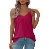 imageXIEERDUO Womens Tank Tops Spaghetti Strap Camisoles Eyelet Embroidery Scoop Neck TopsM6 Rose