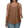 imageXIEERDUO Womens Tank Tops Spaghetti Strap Camisoles Eyelet Embroidery Scoop Neck TopsM8 Brown