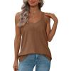 imageXIEERDUO Womens Tank Tops Spaghetti Strap Camisoles Eyelet Embroidery Scoop Neck TopsM8 Brown