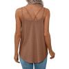 imageXIEERDUO Womens Tank Tops Spaghetti Strap Camisoles Eyelet Embroidery Scoop Neck TopsM8 Brown