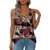 imageXIEERDUO Womens Tank Tops Spaghetti Strap Camisoles Eyelet Embroidery Scoop Neck TopsN Khaki Flower