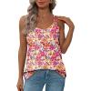imageXIEERDUO Womens Tank Tops Spaghetti Strap Camisoles Eyelet Embroidery Scoop Neck TopsP Pink Flower