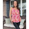 imageXIEERDUO Womens Tank Tops Spaghetti Strap Camisoles Eyelet Embroidery Scoop Neck TopsP Pink Flower