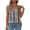 imageXIEERDUO Womens Tank Tops Spaghetti Strap Camisoles Eyelet Embroidery Scoop Neck TopsR Blue Stripe