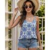 imageXIEERDUO Womens Tank Tops Spaghetti Strap Camisoles Eyelet Embroidery Scoop Neck TopsS Blue Floral