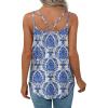 imageXIEERDUO Womens Tank Tops Spaghetti Strap Camisoles Eyelet Embroidery Scoop Neck TopsS Blue Floral