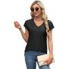 imageXIEERDUO Womens Tops V Neck Cap Sleeve Loose Fit Tee Shirts Summer Spring 2025 EyeletPrintedEyelet Black