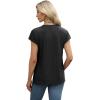 imageXIEERDUO Womens Tops V Neck Cap Sleeve Loose Fit Tee Shirts Summer Spring 2025 EyeletPrintedEyelet Black