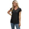 imageXIEERDUO Womens Tops V Neck Cap Sleeve Loose Fit Tee Shirts Summer Spring 2025 EyeletPrintedEyelet Black