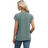 imageXIEERDUO Womens Tops V Neck Cap Sleeve Loose Fit Tee Shirts Summer Spring 2025 EyeletPrintedEyelet Green