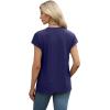 imageXIEERDUO Womens Tops V Neck Cap Sleeve Loose Fit Tee Shirts Summer Spring 2025 EyeletPrintedEyelet Navy