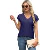 imageXIEERDUO Womens Tops V Neck Cap Sleeve Loose Fit Tee Shirts Summer Spring 2025 EyeletPrintedEyelet Navy